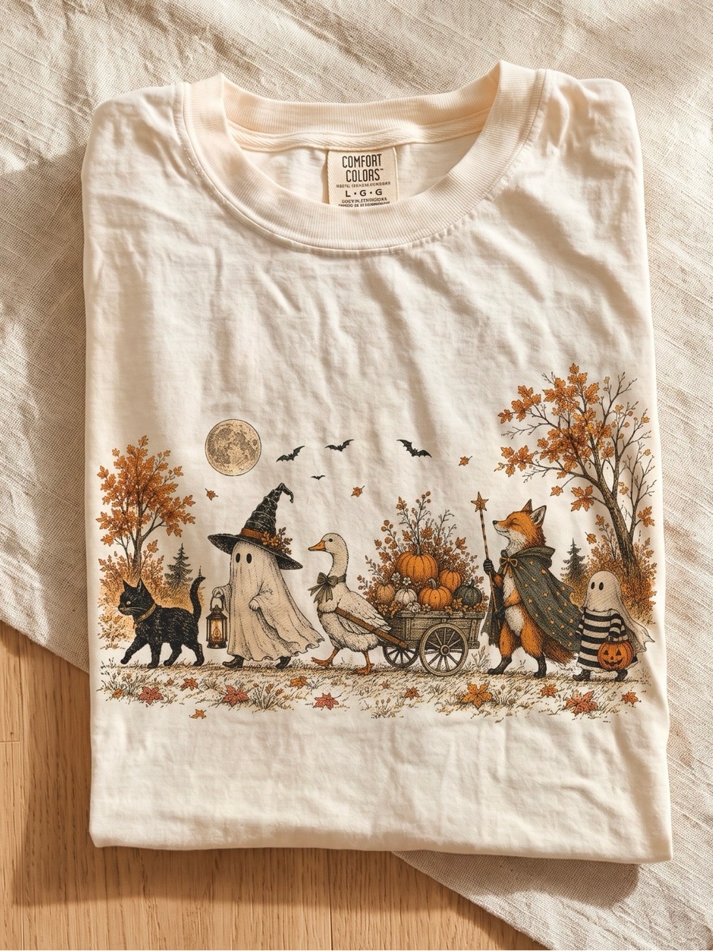 Comfort Colors Cream Vintage Halloween Trick or Treat Graphic Tee